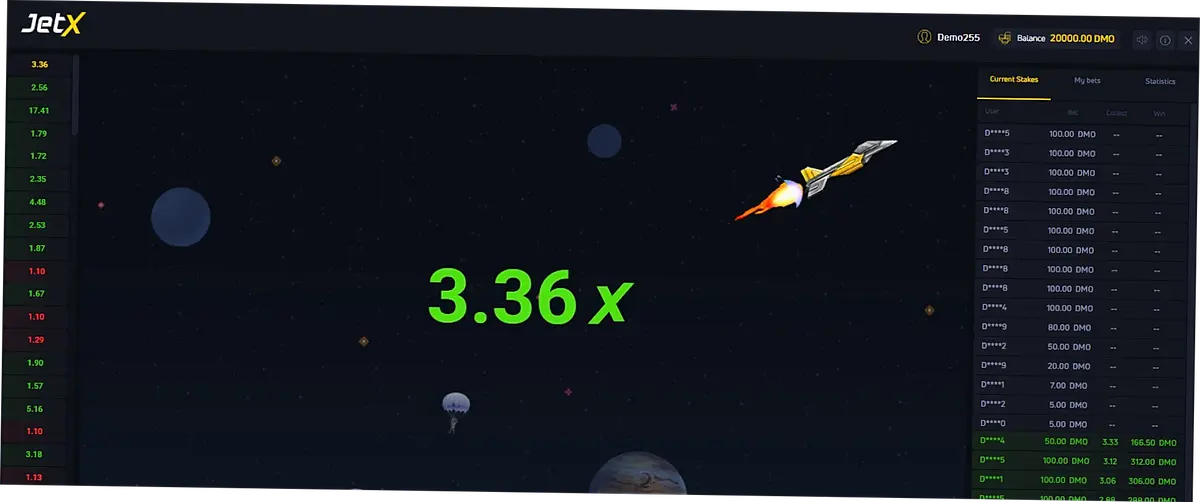 JetX demo multiplier
